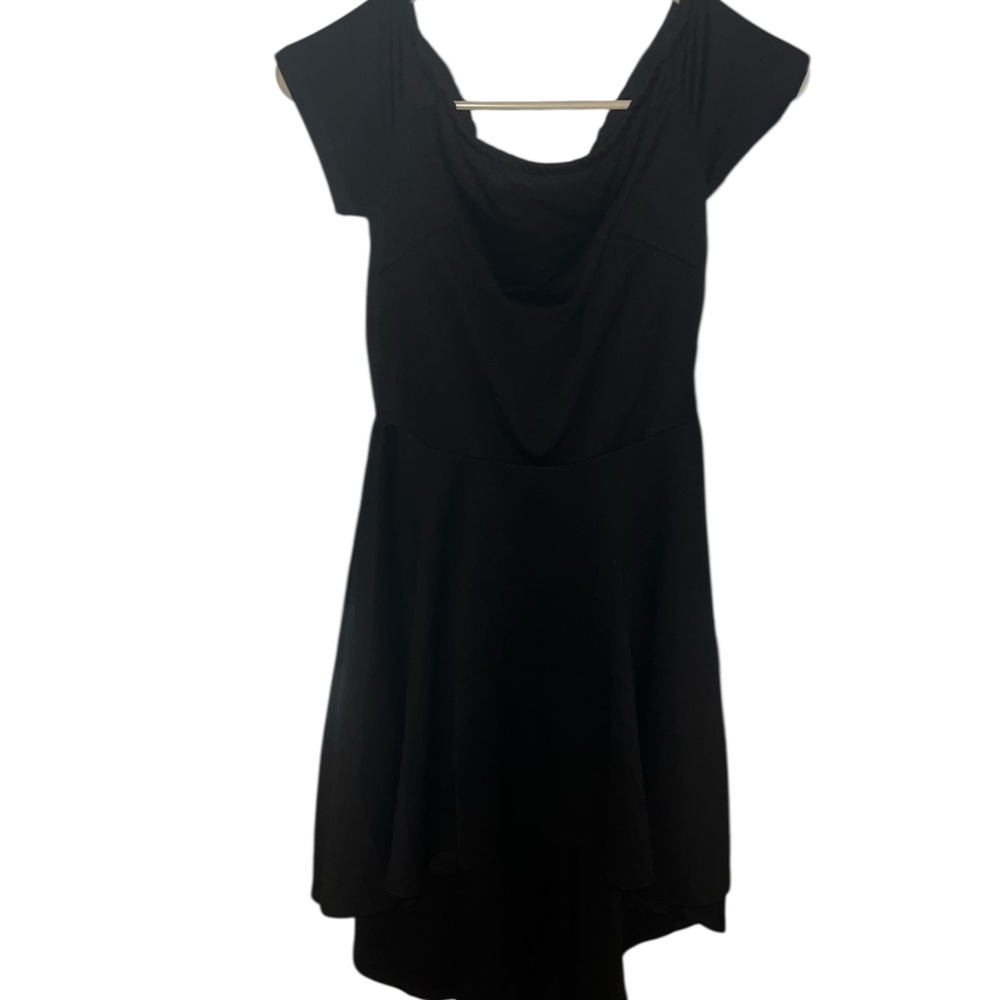 Black Off the Shoulder High Low Women's Dress